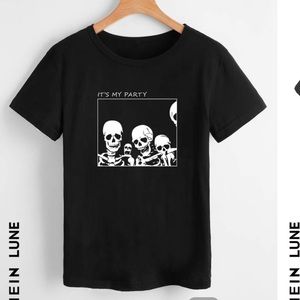 SHEIN LUNE Skeleton & Slogan Graphic Tee